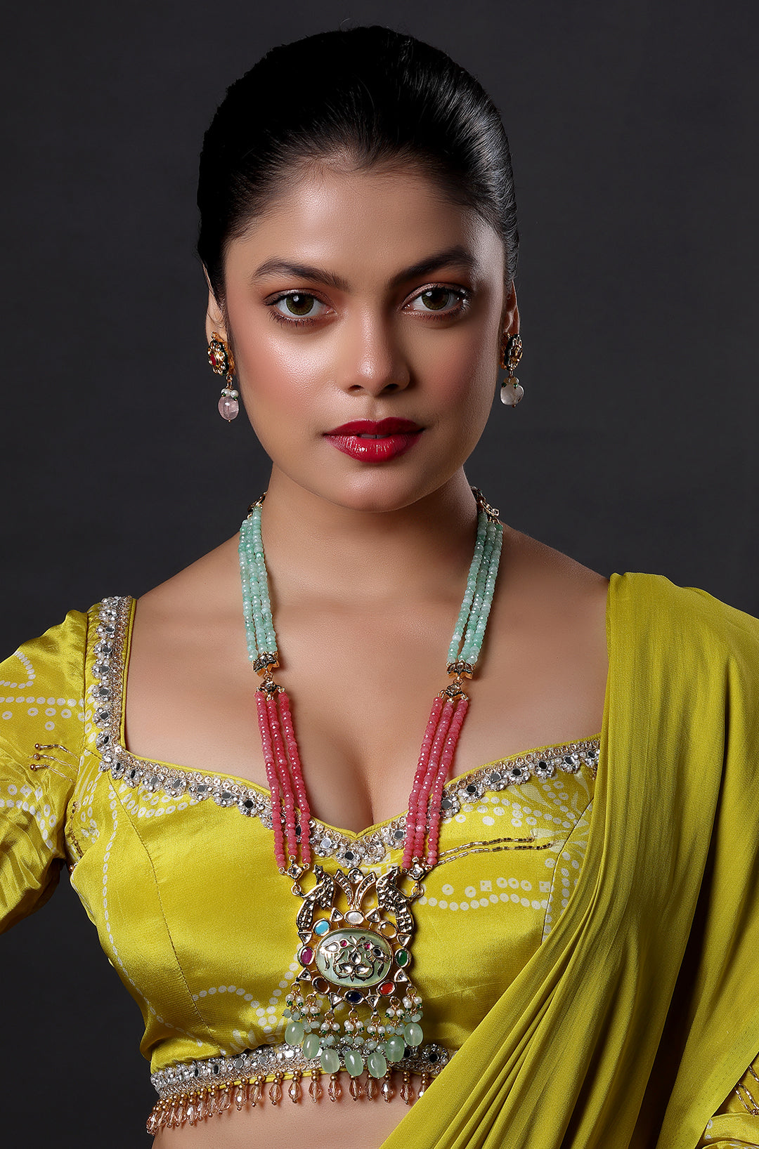 Stunning Pink And Green Necklace