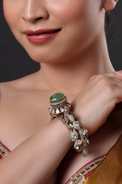 Green Doublet Stone Kundan Openable Bangle