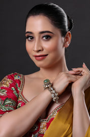 Green Doublet Stone Kundan Openable Bangle