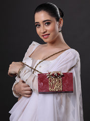 Hyams Maroon Resin Minaudiere Clutches