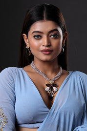 Micron Gold Finish Moissanite Kundan Stone Necklace