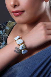 Uncut Milky Baroque Pearl Bracelet