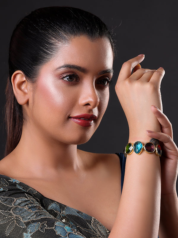 Glass Stone Cuff Bracelet
