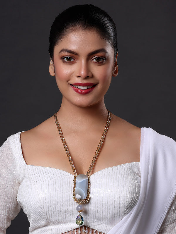 Gold Link Chain with Precious Stone