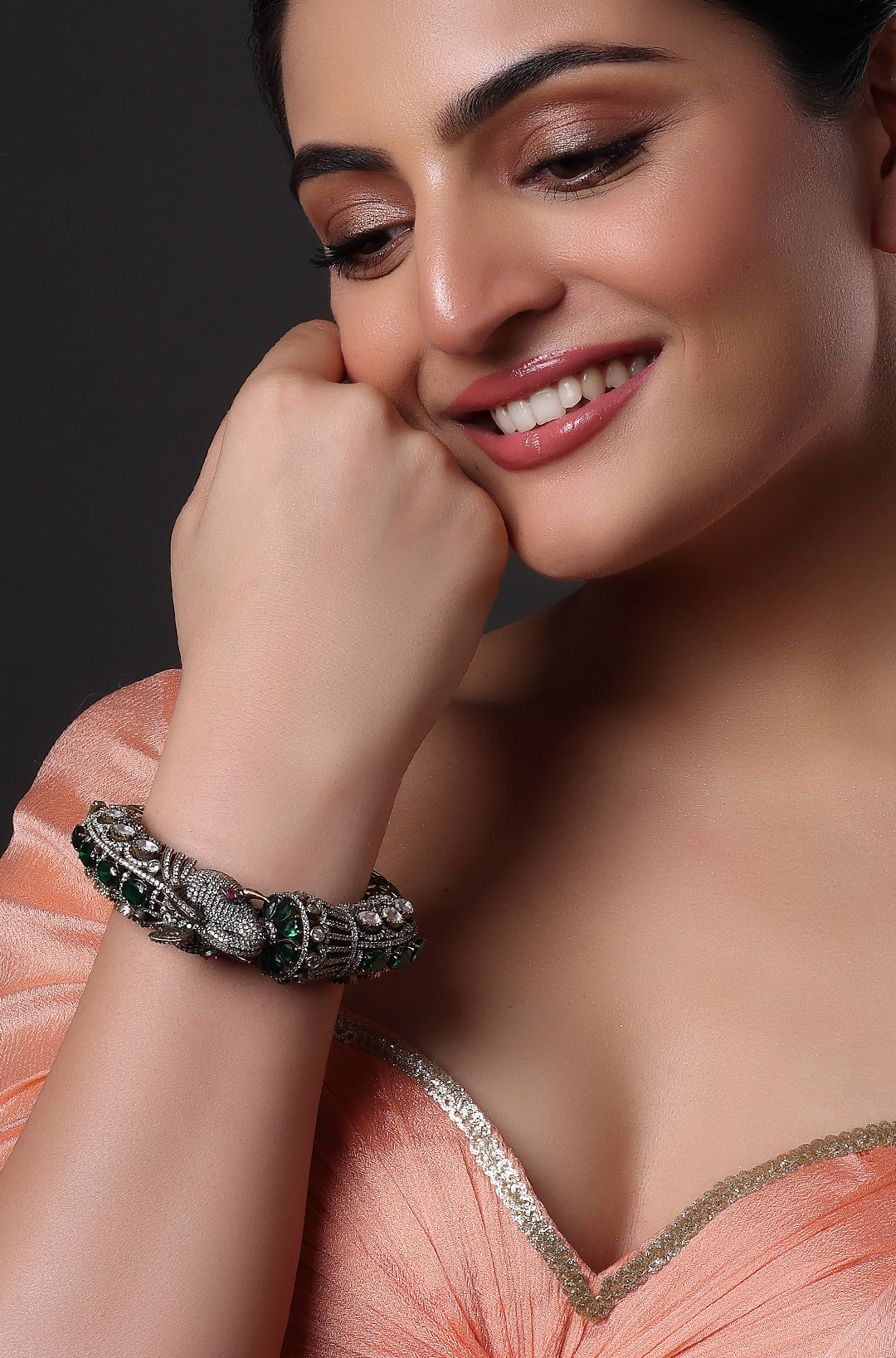 Oxidized Elephant Kada Bracelet