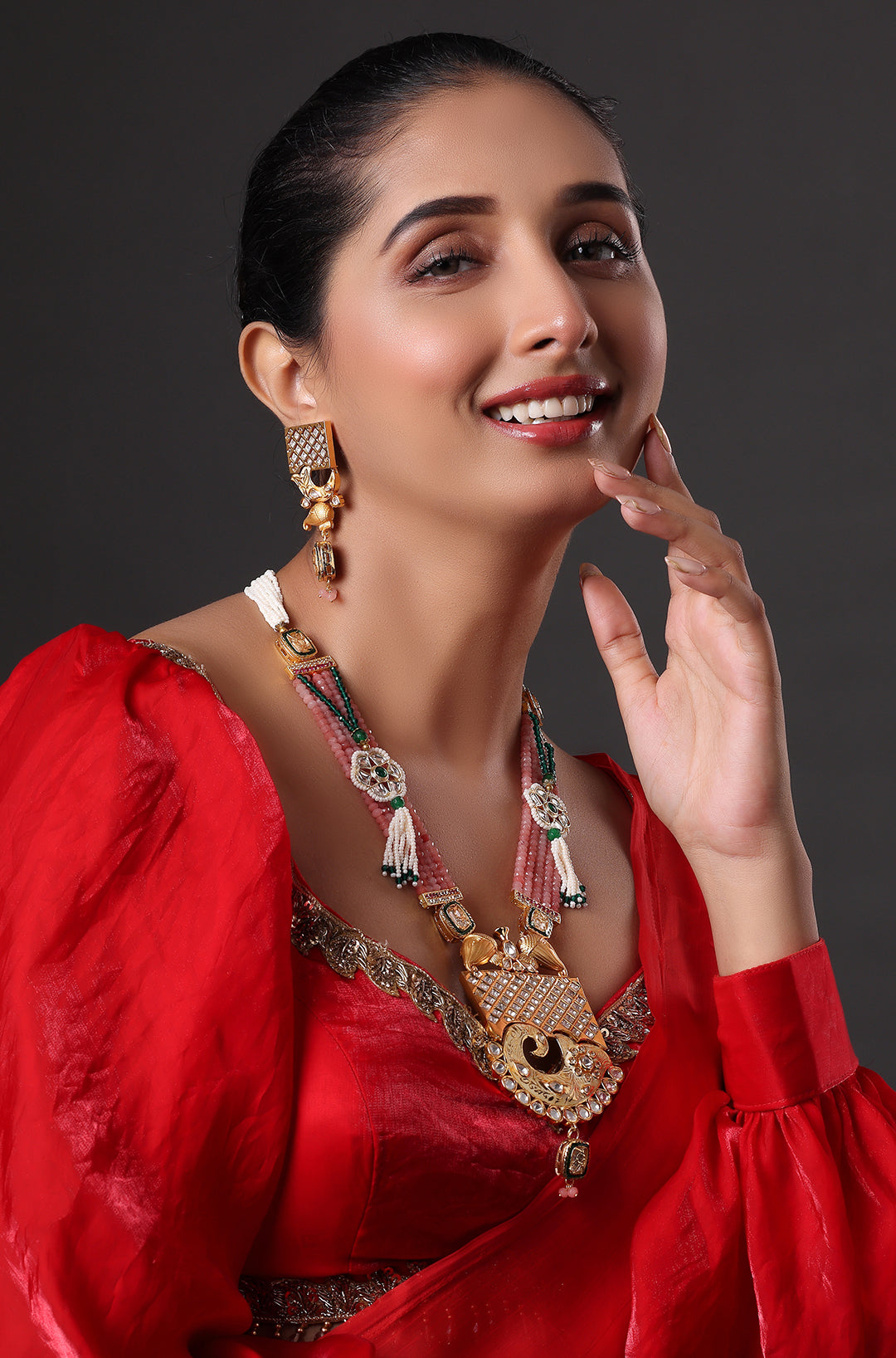 Designer Gold Plated Royal Kundan & Pendant Necklace