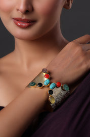 Natural Tibetan Turquoise And Coral Bracelet