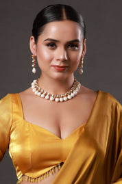 Gold-Plated Kundan & Pearl Necklace