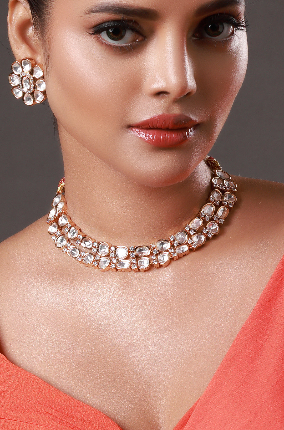 Rose Gold Kundan Choker Necklace