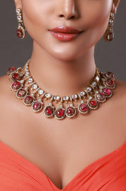 Micron Gold Polish Brass Zirconia Onyx Choker Necklace