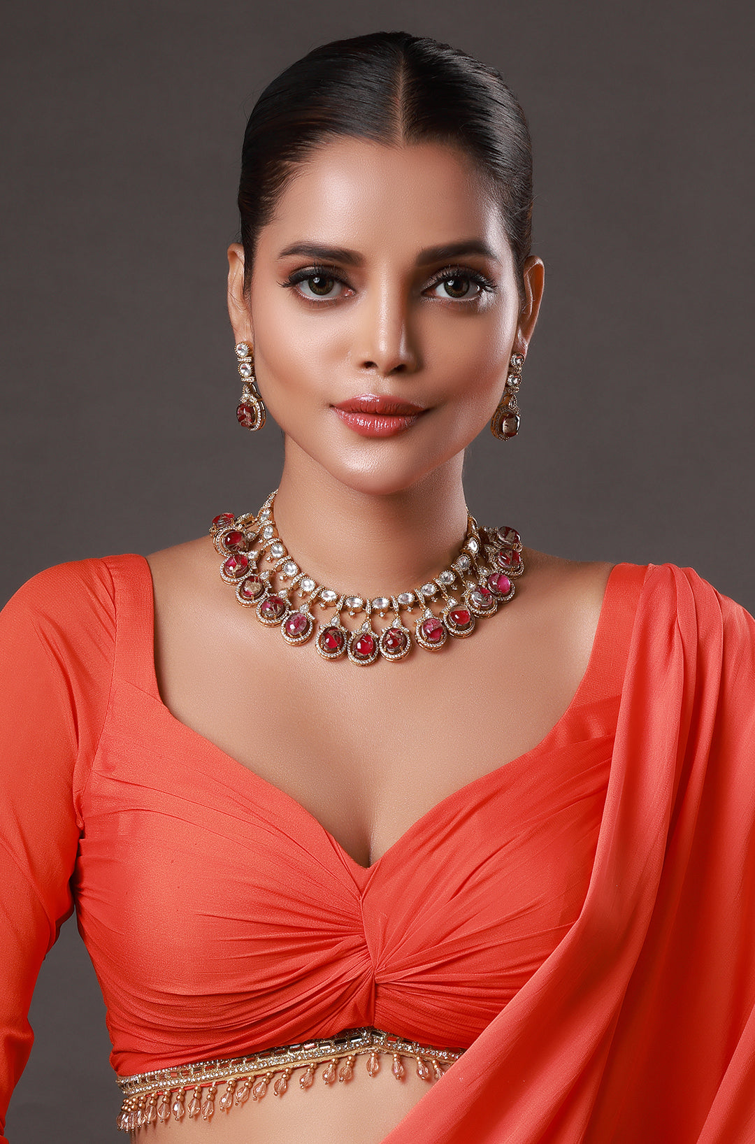 Micron Gold Polish Brass Zirconia Onyx Choker Necklace