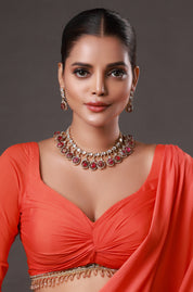 Micron Gold Polish Brass Zirconia Onyx Choker Necklace