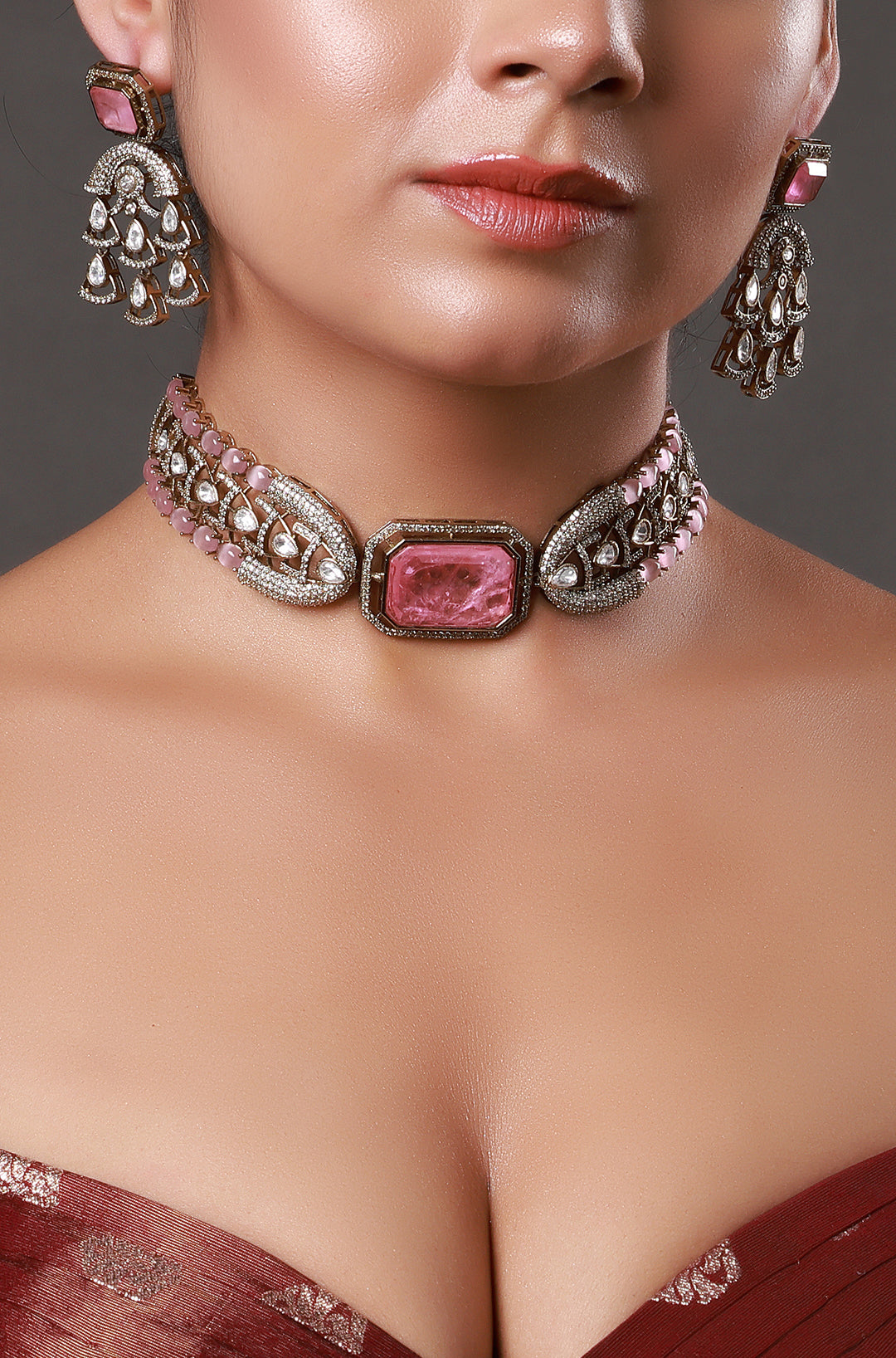 Baby Pink Color Moissanite Necklace