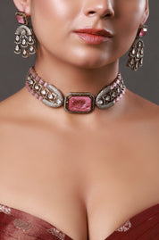 Baby Pink Color Moissanite Necklace