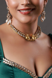 Premium Kundan Maisonette Elephant Gold Plated Necklace