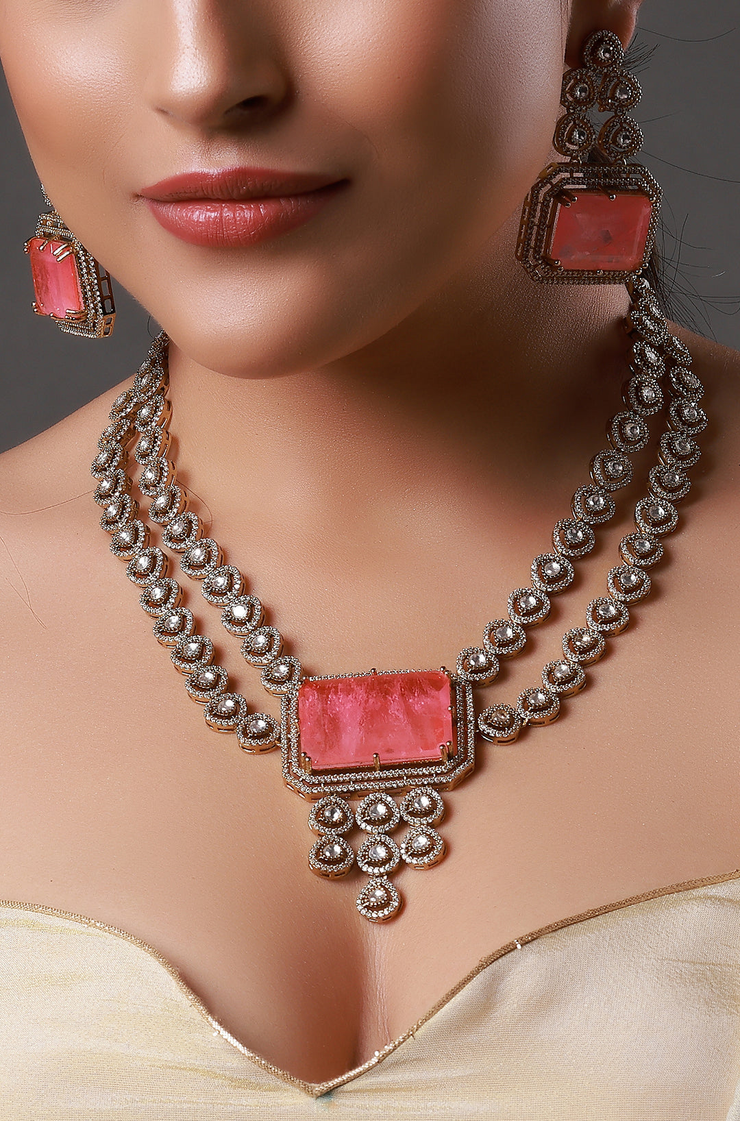 Doublet Stone Double Layer Victorian Necklace