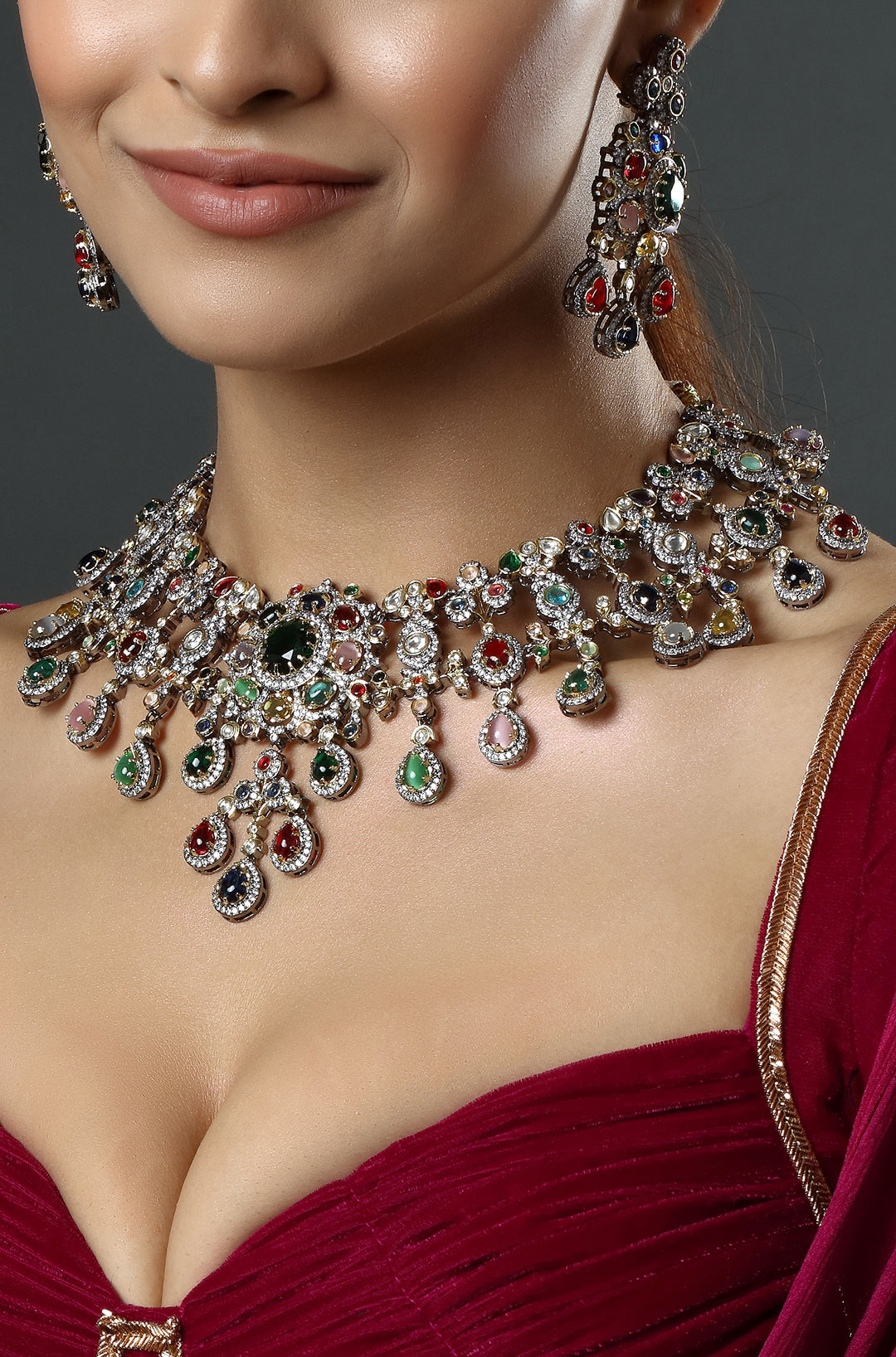 Luxury Multi-Stone Bridal Kundan Choker Necklace