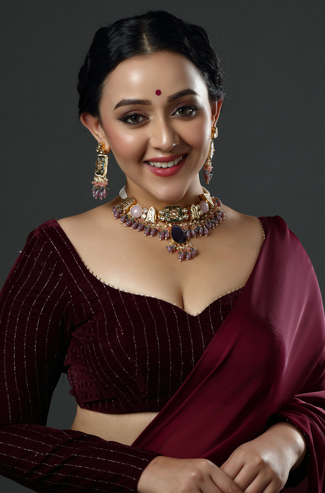 Mughal Plum & Mint Ensemble Necklace