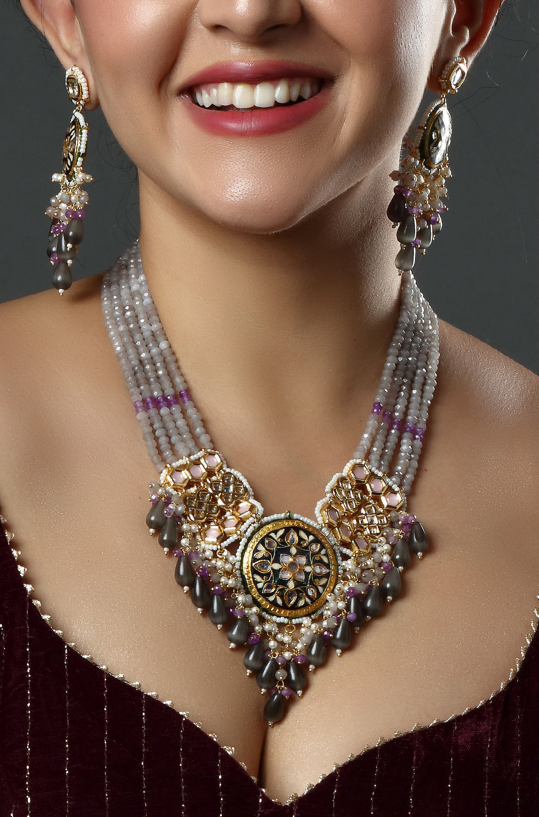 Celestial Grey & Lavender Ensemble Necklace