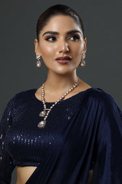 Yaavi Navy Polki Necklace Set