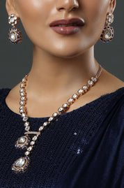 Yaavi Navy Polki Necklace Set