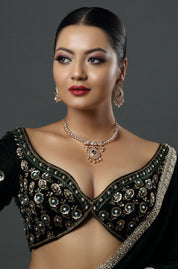 Rose Gold-Plated & White Cubic Zirconia Studded Handcrafted Pendant Necklace