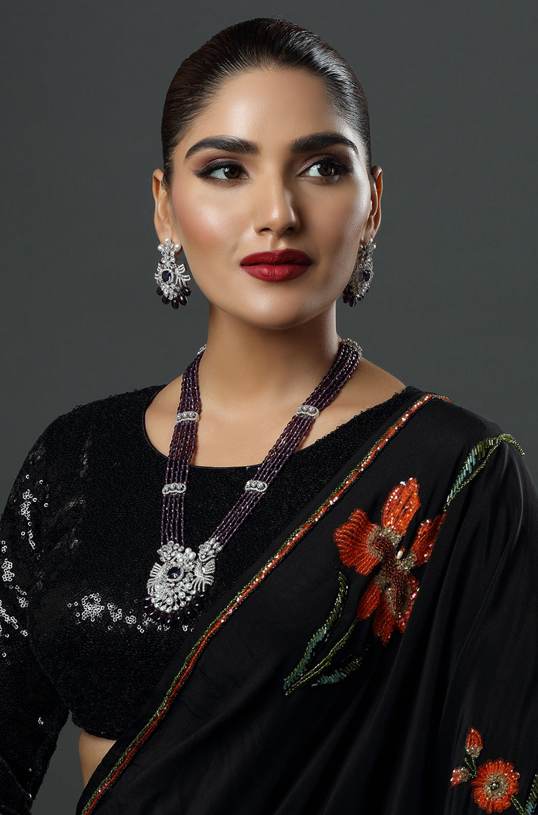 CZ Bandhai Necklace With Rhodium Plating