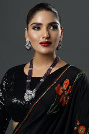 CZ Bandhai Necklace With Rhodium Plating