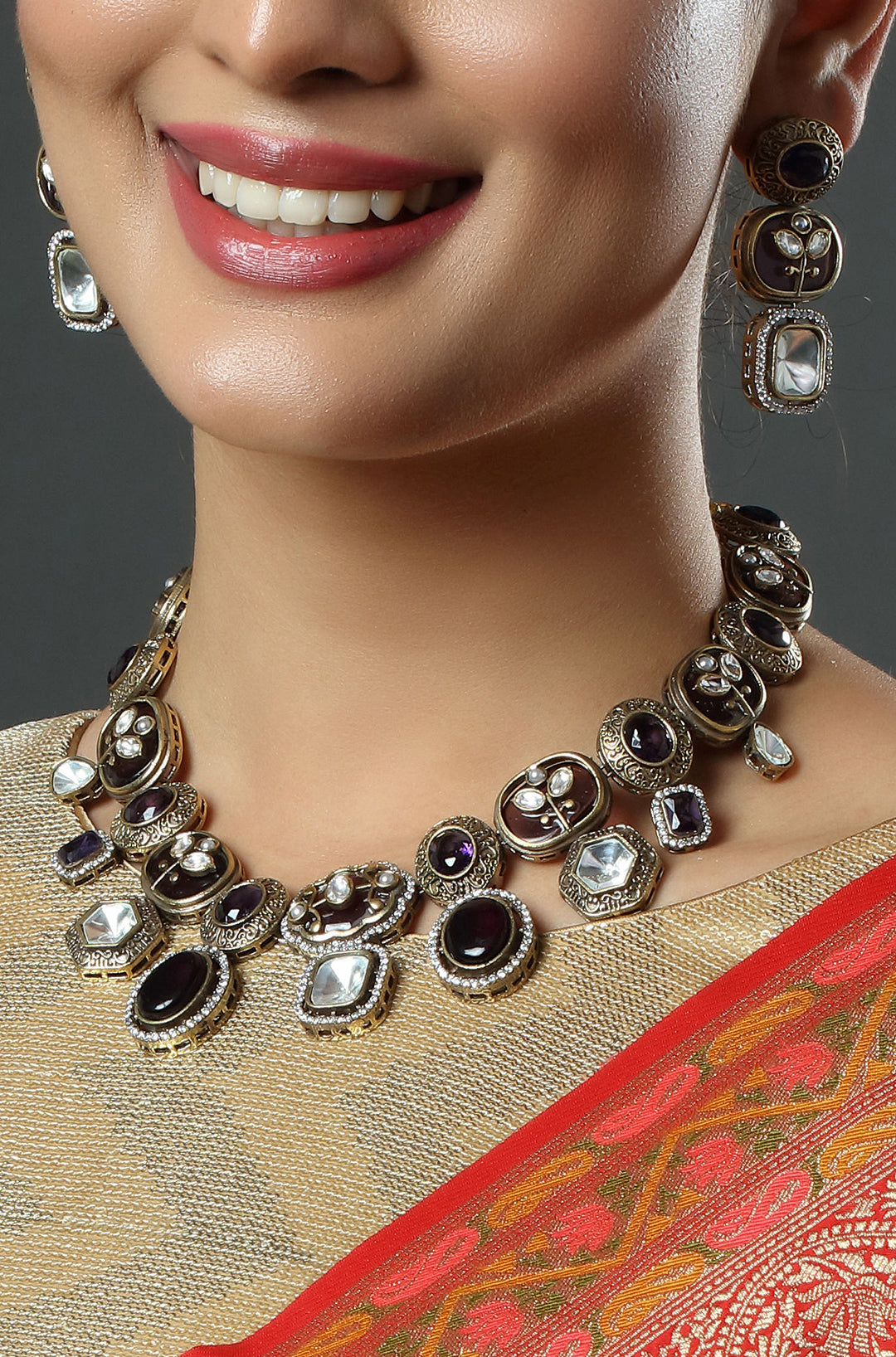 Victorian Polish Coloured Stone & Meenakari Necklace