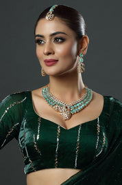 Rhodium Plated Cubic Zirconia Studded Peacock Necklace