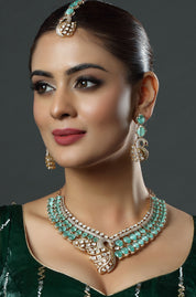 Rhodium Plated Cubic Zirconia Studded Peacock Necklace