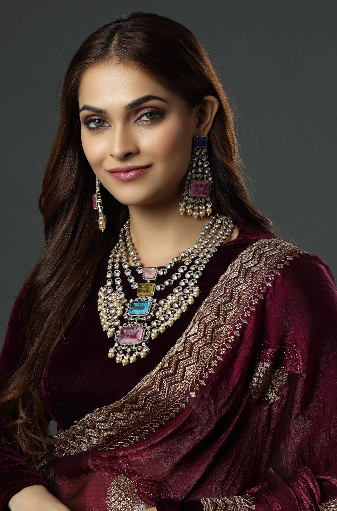 Pastel Mughal Cascade Necklace