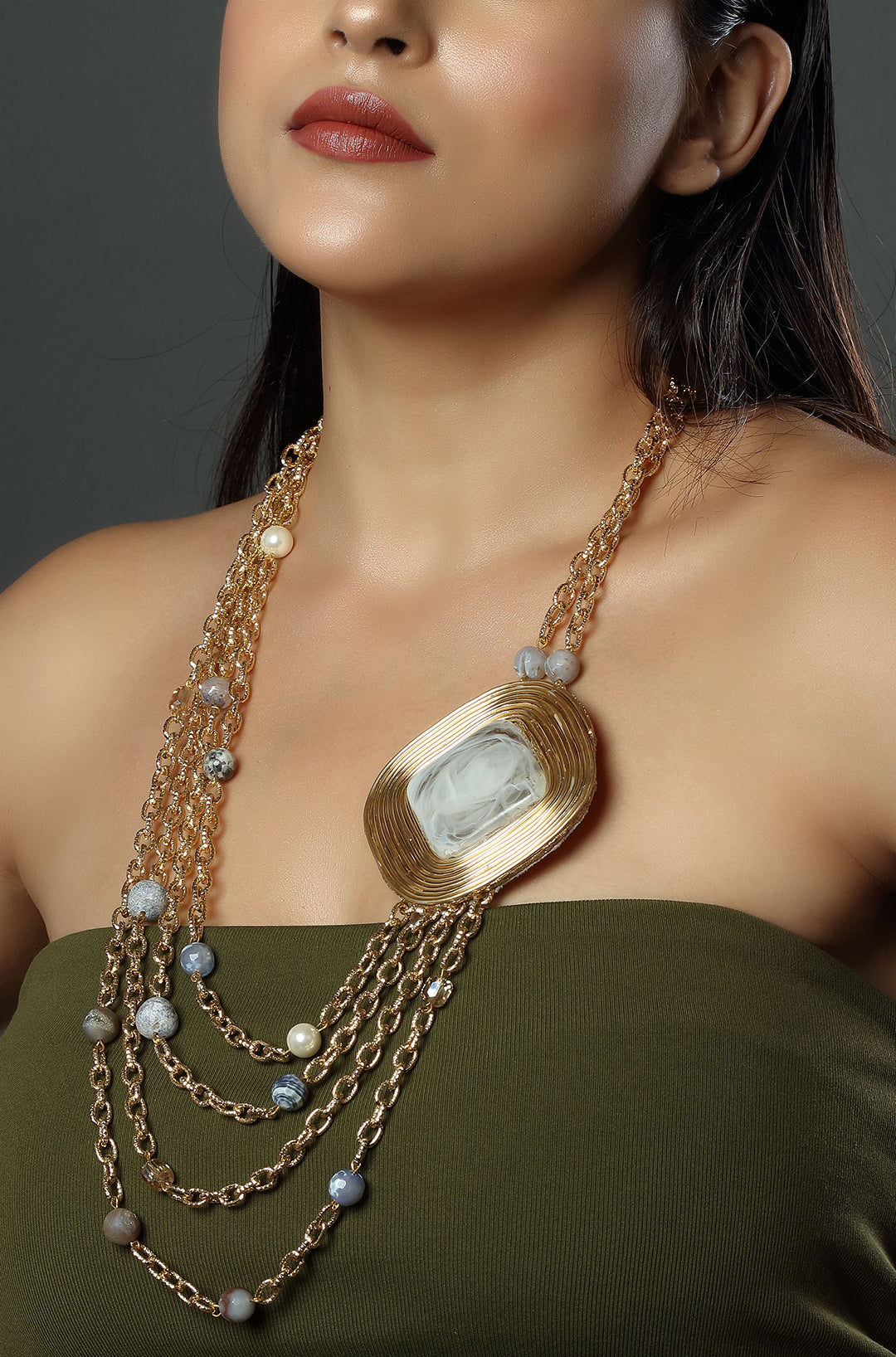 The Gilded Square Cascade Necklace