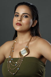 The Gilded Square Cascade Necklace