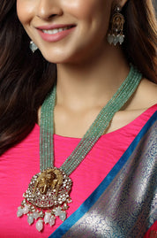 Lord Ganesha Pendant with Beads Mala Necklace