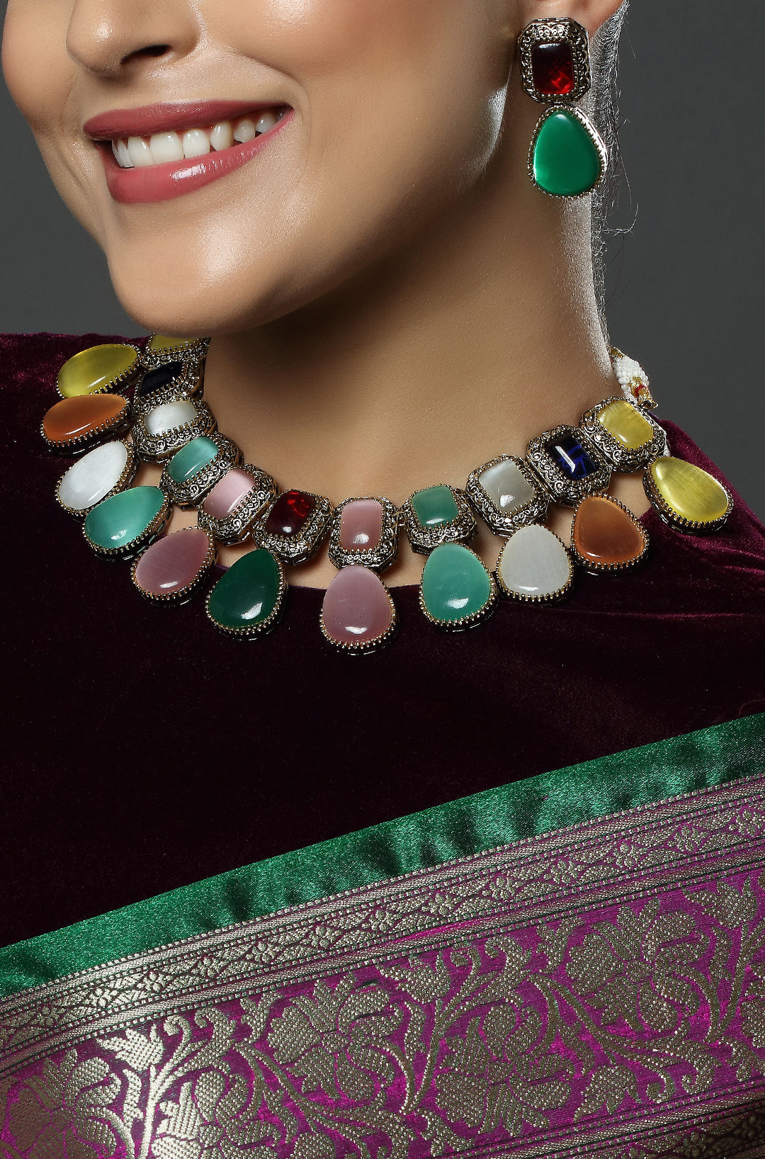 Gold-Plated Kundan-Studded Necklace