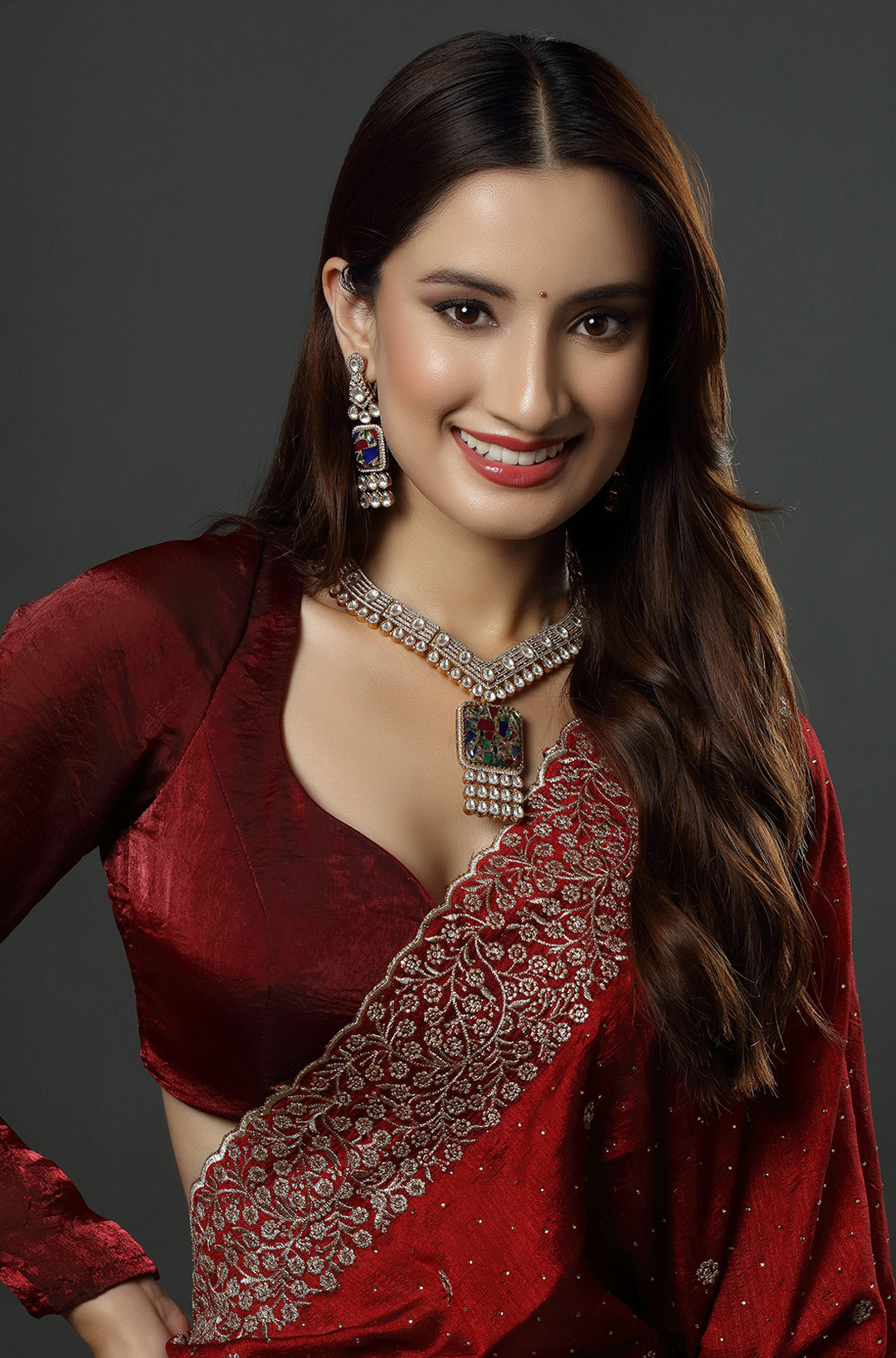 Gold-Plated AD Stone-Studded Necklace