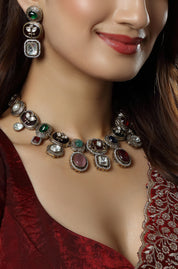 Victorian Kundan & Navratan Meenakari Multi Color Necklace