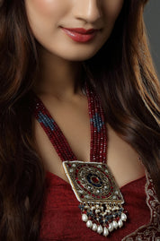 Gold Plated Designer Stone Pearl Necklace Set