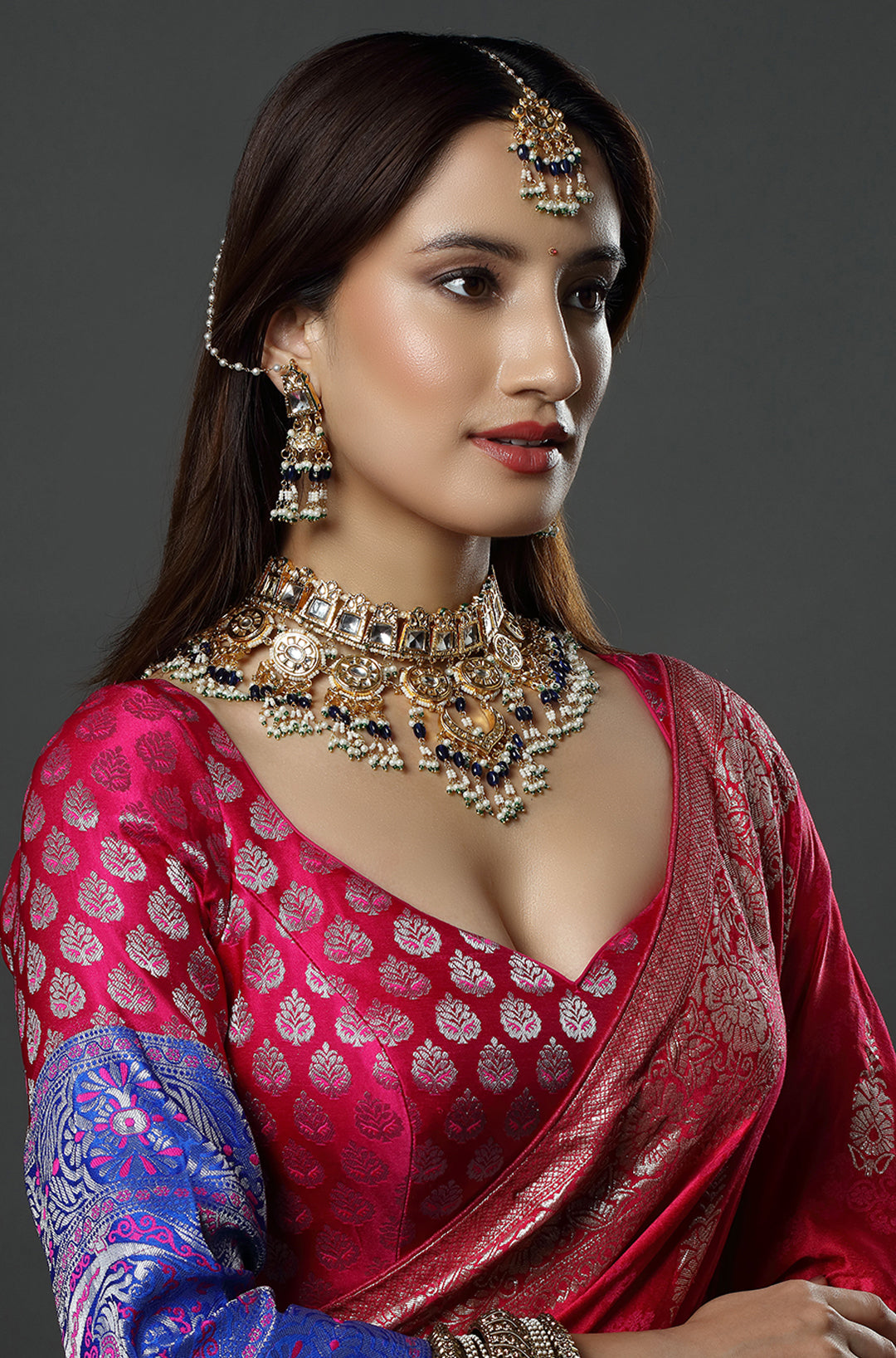 Gold Plated Kundan Polki Necklace Set