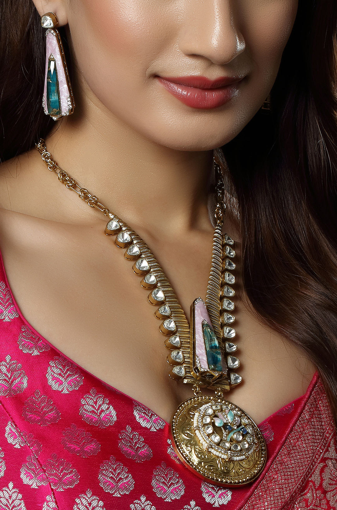 Gold Plated Kundan Necklace Set