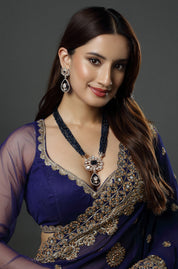 Royal Blue Kundan Studded & Gold Plated Necklace