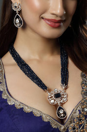 Royal Blue Kundan Studded & Gold Plated Necklace
