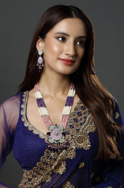 Pink Onyx Pendant With Beads Necklace