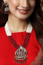 Ethnic Designer Traditional Gold Plated Long Mala Necklace with Beautiful Peacock