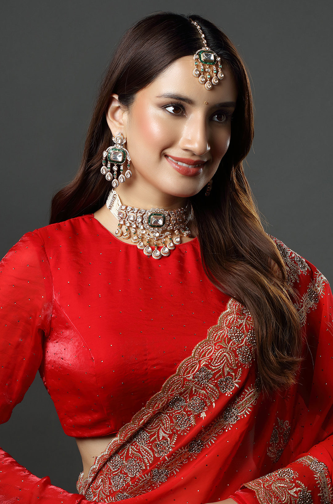 Gold Plated Kundan Studded Necklace Set