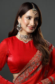 Gold Plated Kundan Studded Necklace Set