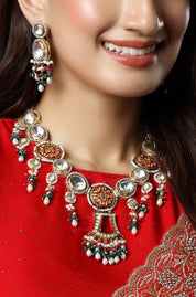 Red and Green Meenakari with Stones Dazzling Necklace