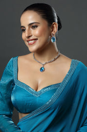 Swarovski Inspired Aqua Blue Teardrop Necklace