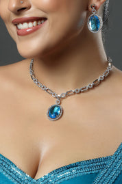 Swarovski Inspired Aqua Blue Teardrop Necklace